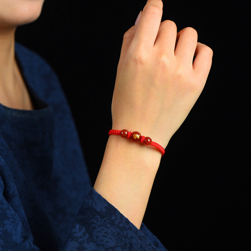 Serenemyst Twelve Zodiac Red String Red Agate Fortune Bead Bracelet