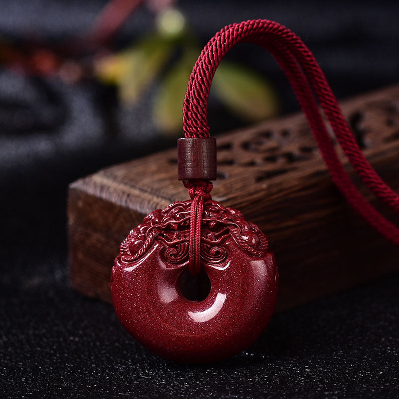 Serenemyst Natural Purple Cinnabar Peace Lucky Pixiu Pendant Necklace