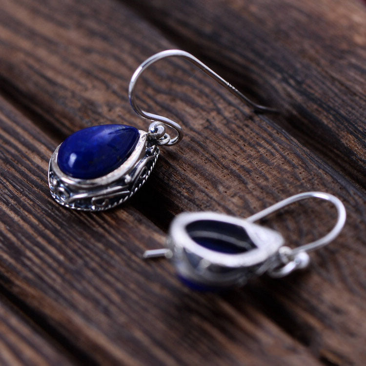 Serenemyst Sterling Silver Lapis Lazuli Water Drop Earrings