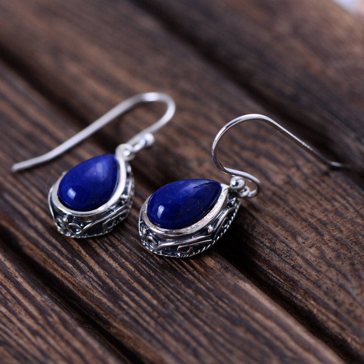 Serenemyst Sterling Silver Lapis Lazuli Water Drop Earrings