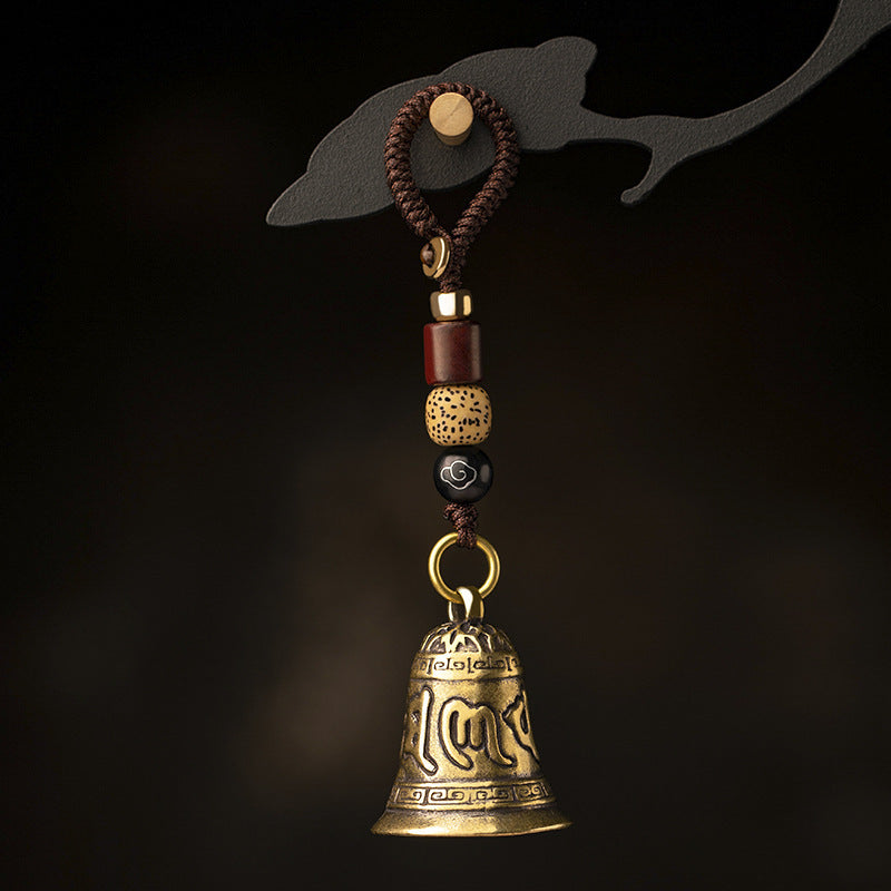 Serenemyst Tibetan Six-Word Mantra Pendant Blessing Bell Car Keychain