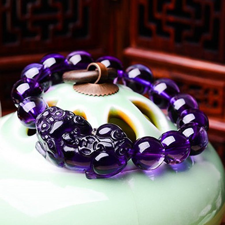 Serenemyst Amethyst Round Bead Pixiu Serenity Bracelet