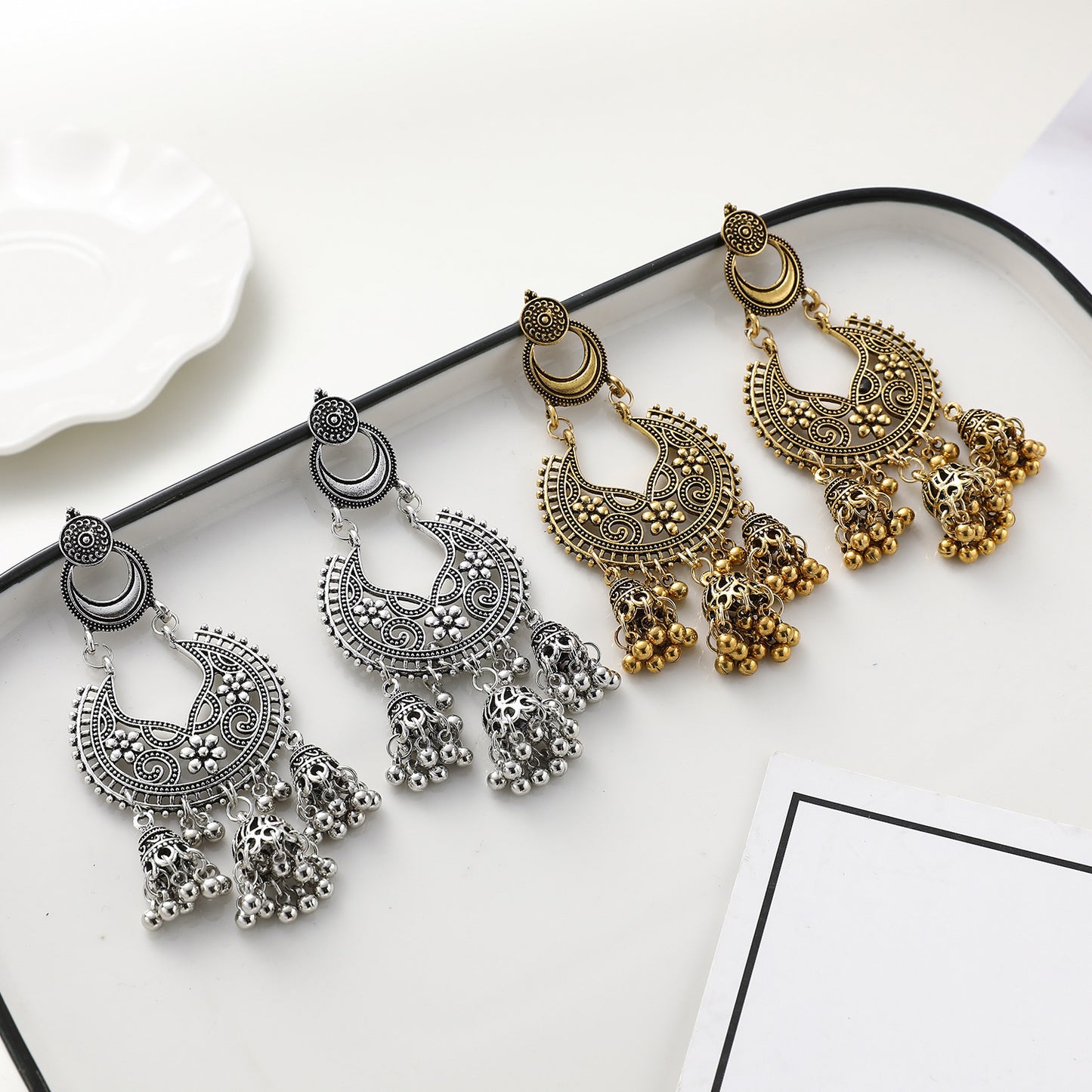 Serenemyst Handmade Birdcage Bell Pendant Wealth Earrings