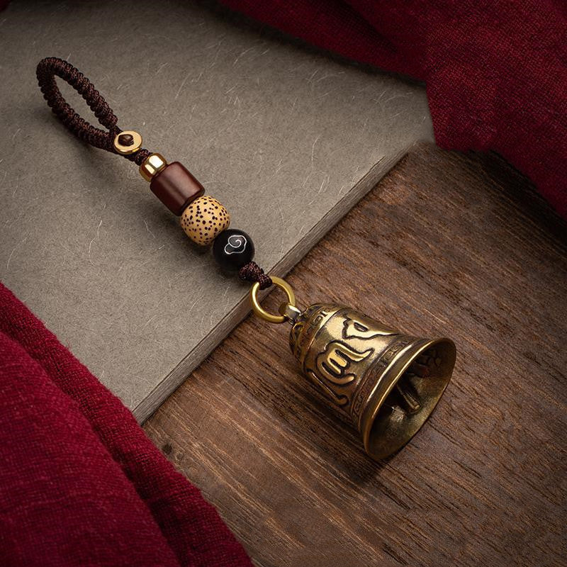 Serenemyst Tibetan Six-Word Mantra Pendant Blessing Bell Car Keychain