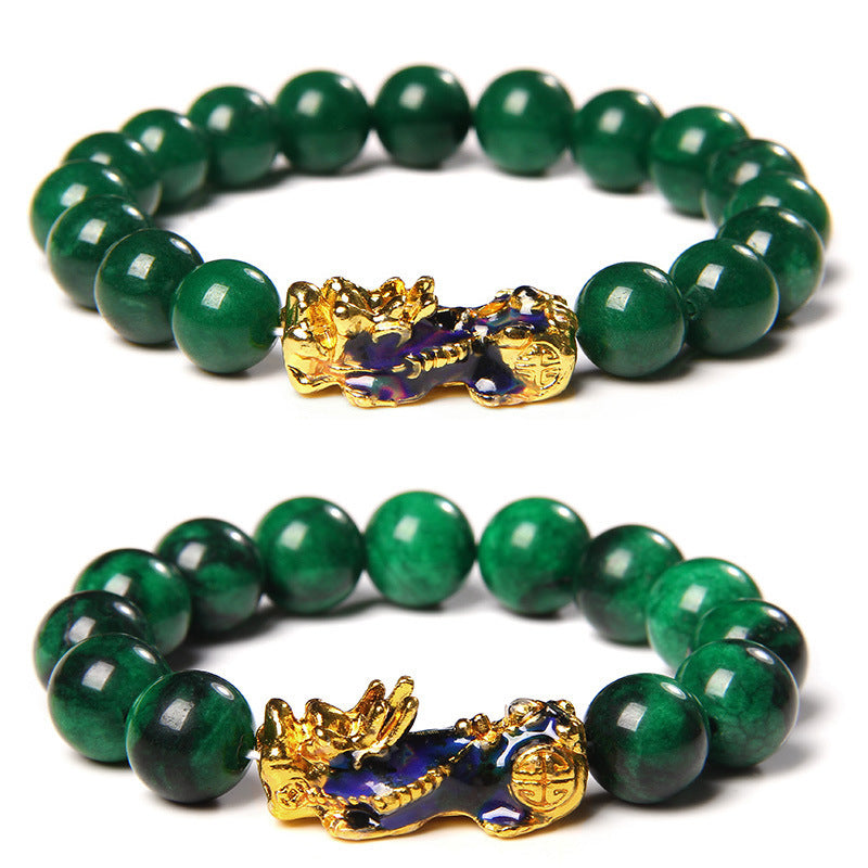 Serenemyst Dry Green Sand Gold Pixiu Bracelet