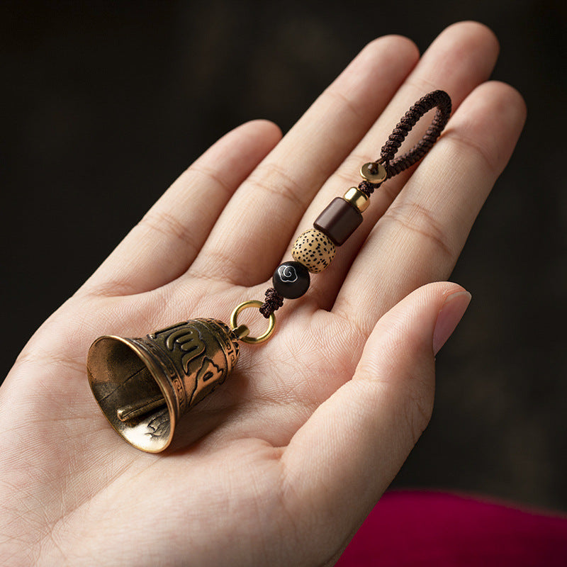 Serenemyst Tibetan Six-Word Mantra Pendant Blessing Bell Car Keychain