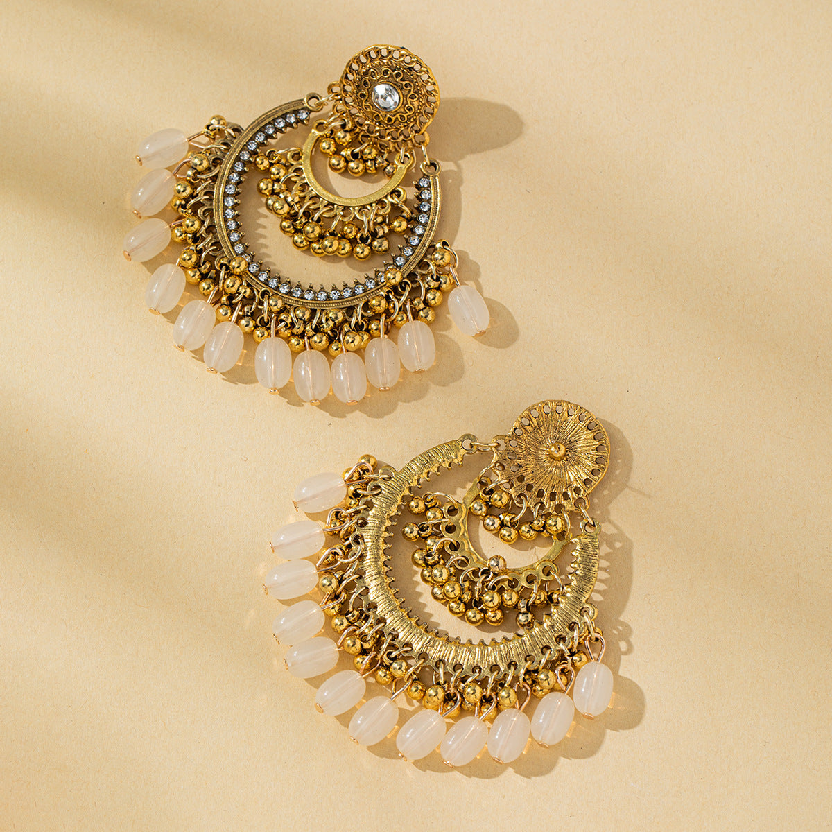 Serenemyst Retro Alloy Wealth Earrings With Hollow Bell Tassel