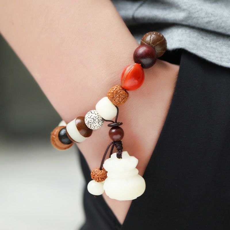 Serenemyst Natural Multiple-Kind Bodhi Seed Beads Wealth Bracelet