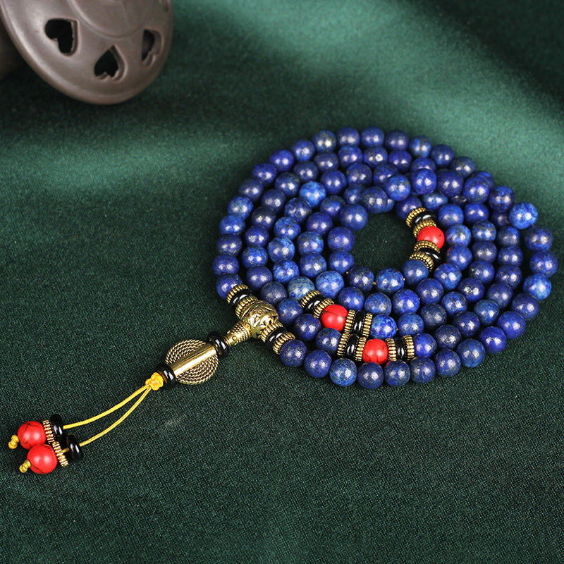 Serenemyst Natural 5A Imperial Lapis Lazuli 108 Beads Peace Harmony Bracelet