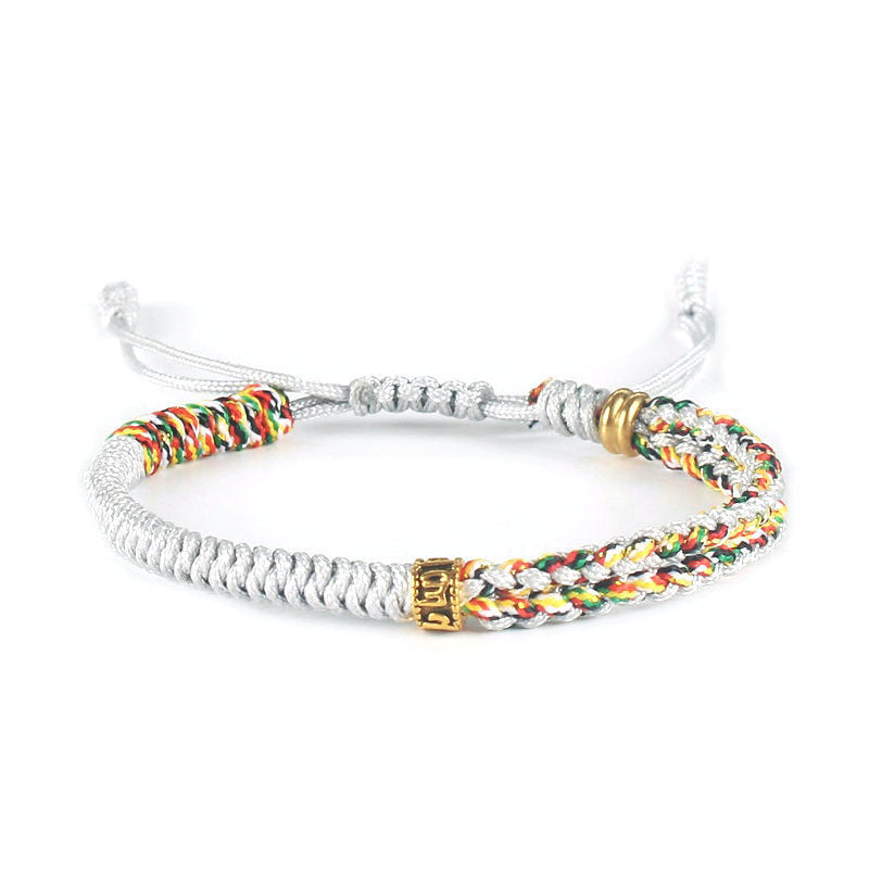 Serenemyst Red String Six-Word Mantra Metal Knot Protection Bracelet