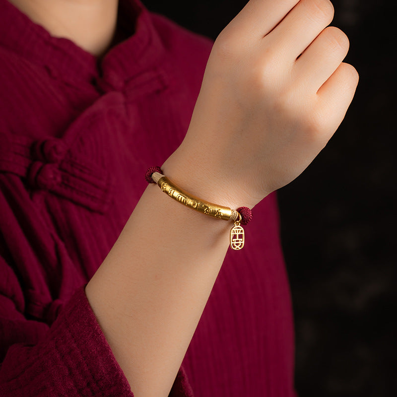 Serenemyst Handmade Red String Six-Word Mantra Peace Bracelet