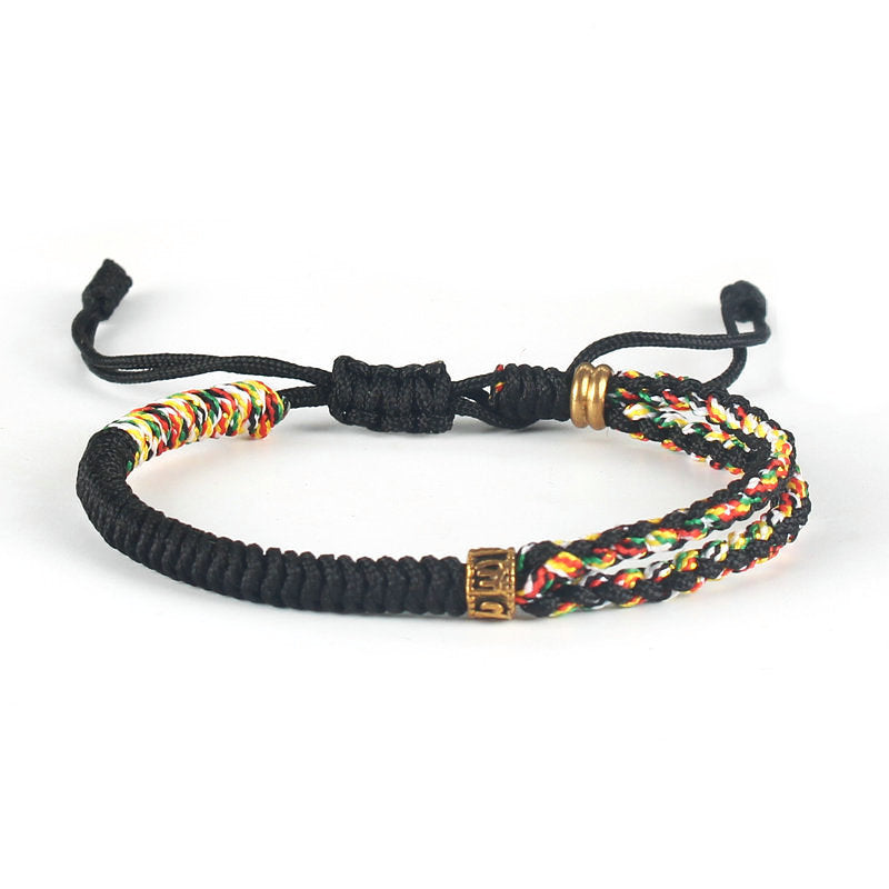 Serenemyst Red String Six-Word Mantra Metal Knot Protection Bracelet