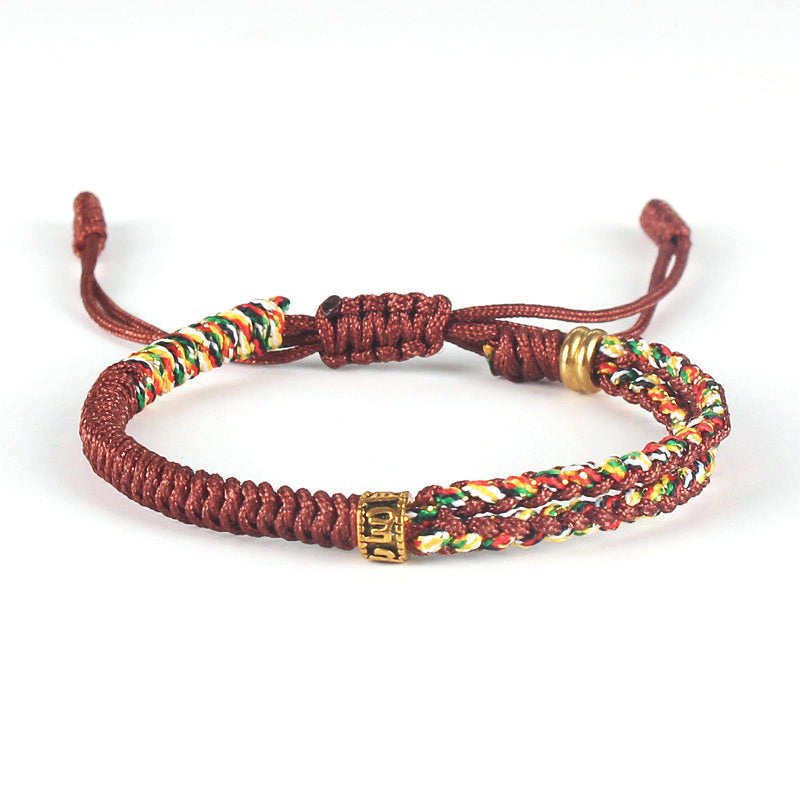 Serenemyst Red String Six-Word Mantra Metal Knot Protection Bracelet