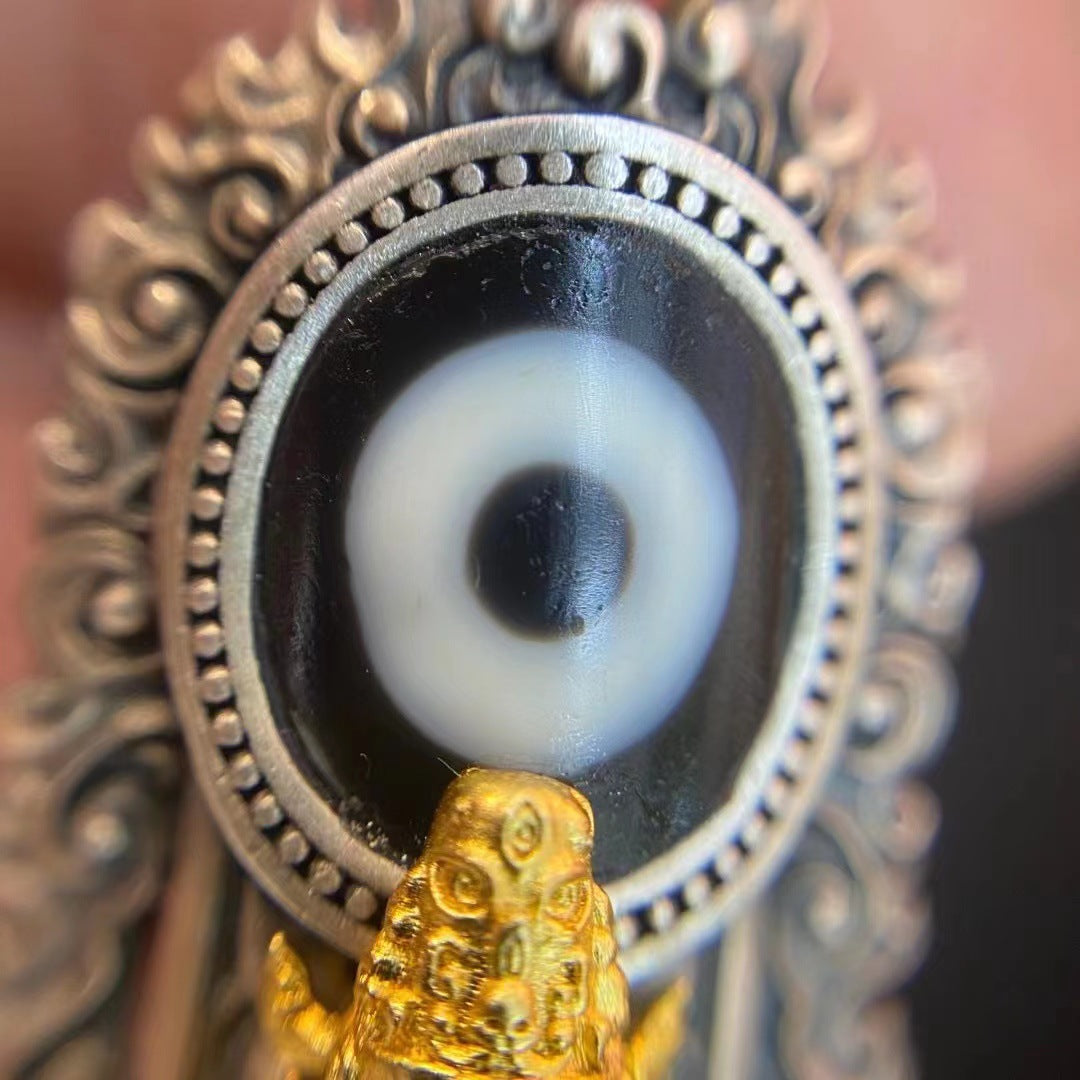 Serenemyst Tibetan Enamel Dzi Zakiram Protection Protection Pendant