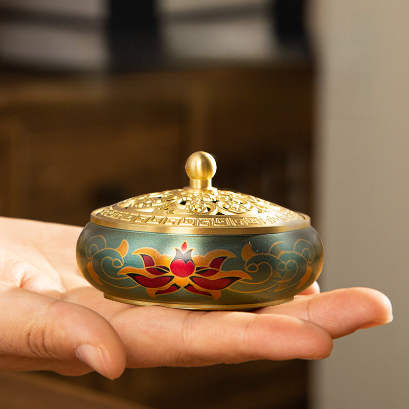 Serenemyst Handmade Pure Brass Painted Harmony Healing Incense Burner