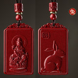 Serenemyst Natural Cinnabar Chinese Zodiac And Protection Buddha Pendant