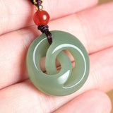 Serenemyst Natural Hetian Jade Fortune Pendant Necklace