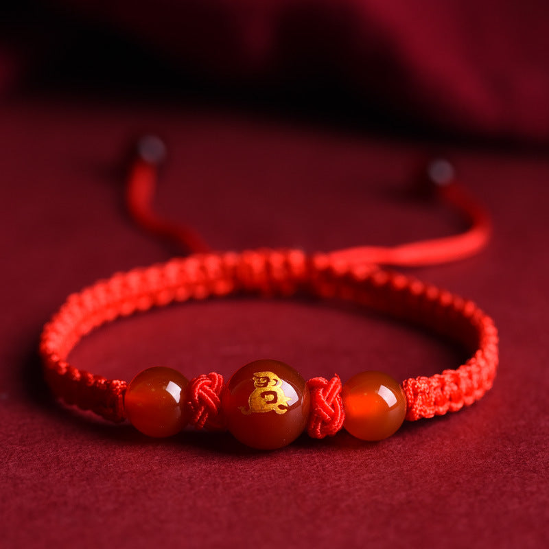 Serenemyst Twelve Zodiac Red String Red Agate Fortune Bead Bracelet