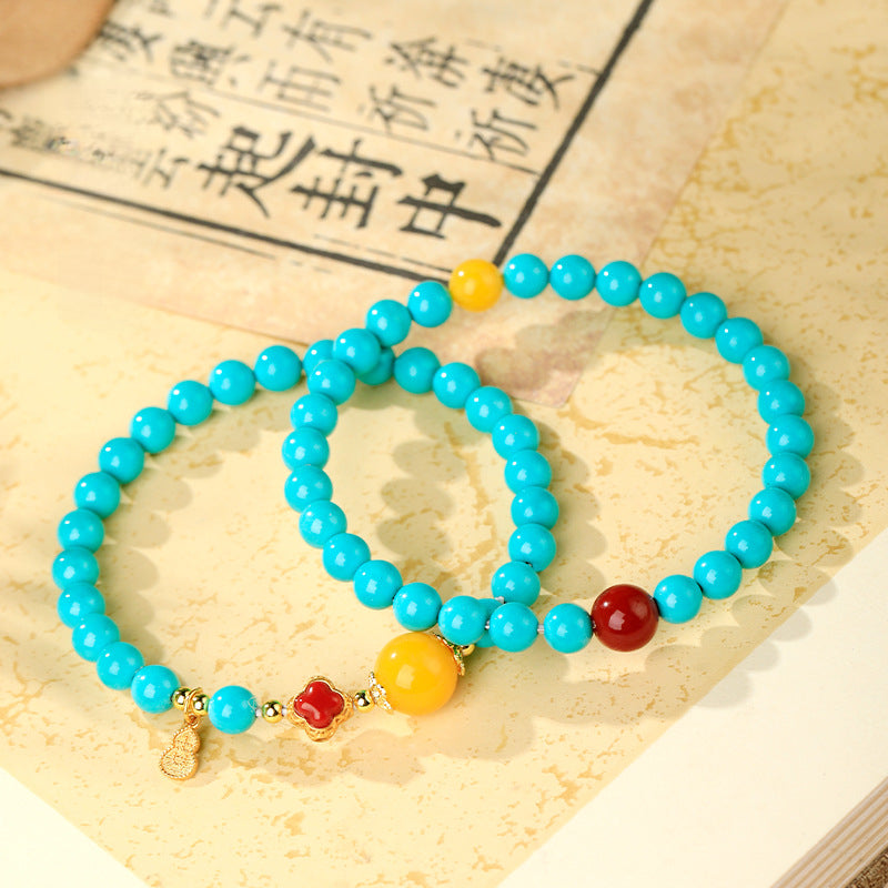 Serenemyst Natural Turquoise Red Agate Amber Healing Purity Bracelet