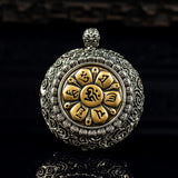 Serenemyst Tibetan Silver Natural Jade Half Buddha Half Devil Protection Pendant