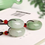 Serenemyst Natural Tianshan Jade Peace Buckle Healing Pendant Necklace