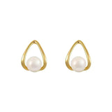 Serenemyst Natural White Pearl Silver Gold-Plated Healing Earrings
