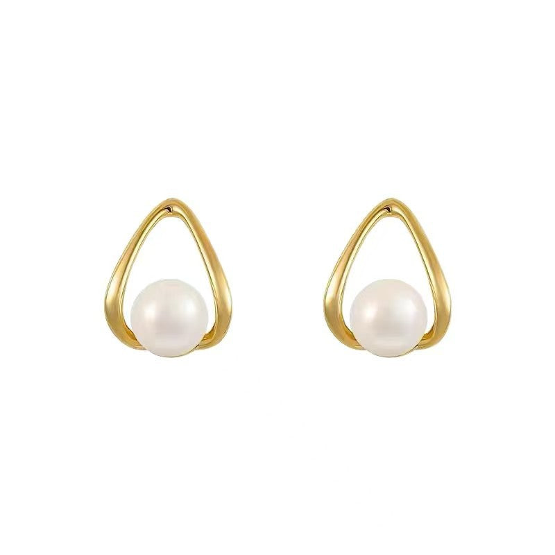 Serenemyst Natural White Pearl Silver Gold-Plated Healing Earrings