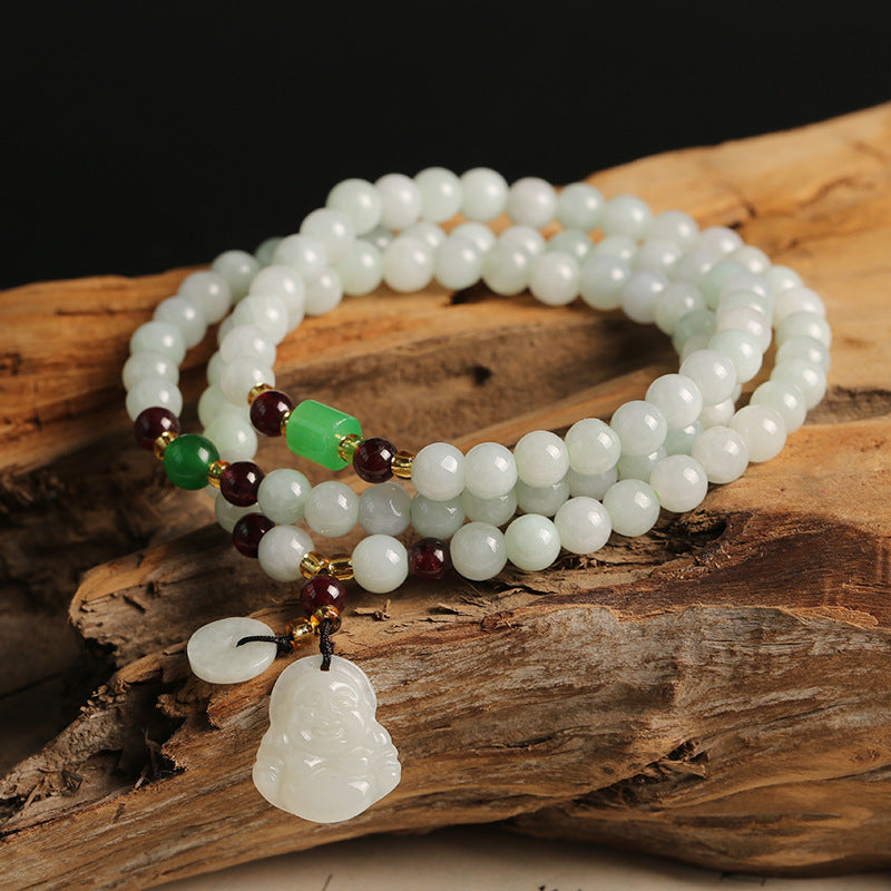 Serenemyst Dry Green Garnet Jade Bracelet With Pendant