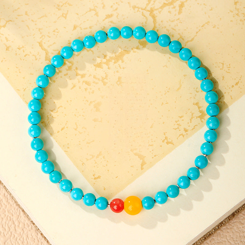Serenemyst Natural Turquoise Red Agate Amber Healing Purity Bracelet