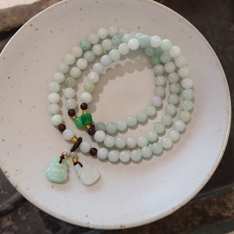Serenemyst Dry Green Garnet Jade Bracelet With Pendant