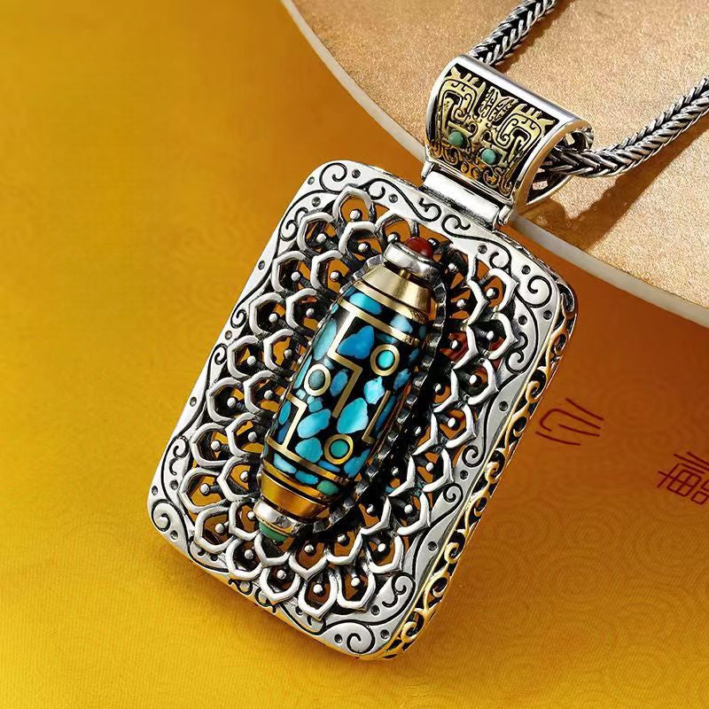 Pendant Serenemyst Tibetan 925 Sterling Silver Dzi Bead Energy Pendant Necklace