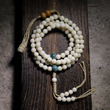 Serenemyst White Bodhi Seed Beads Harmony Mala Bracelet