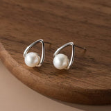 Serenemyst Natural White Pearl Silver Gold-Plated Healing Earrings