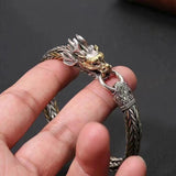 Serenemyst Handmade Braided Dragon Head Silver Plated Bracelet