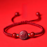 Serenemyst Red String Cinnabar Carved Chinese Zodiac Protection Bracelet
