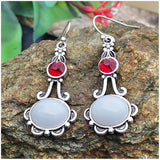 Serenemyst Copper Silver-Plated Moonstone and Agate Healing Purity Earrings