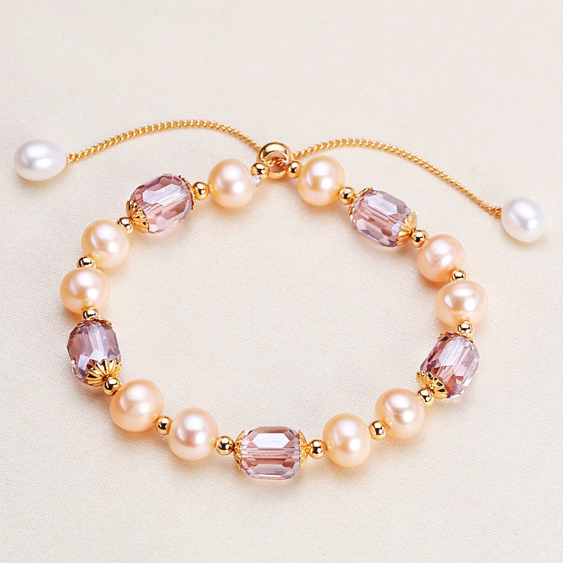 Serenemyst Natural Pearl Amethyst Copper Gold-Plated Healing Purity Bracelet