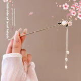 Serenemyst Classical Chinese Style Peach Blossom Tassel Healing Hairpin