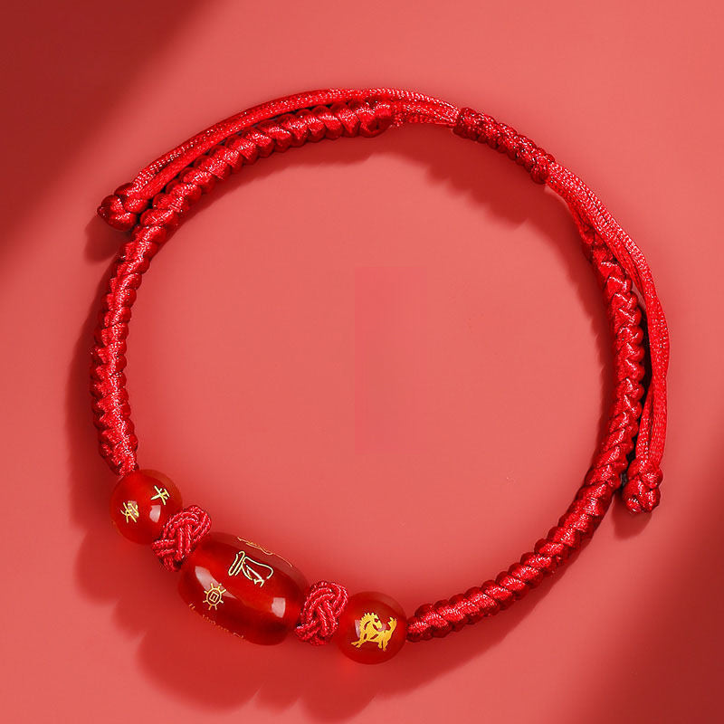 Serenemyst Red String Chinese Zodiac Peace Bead Protection Bracelet