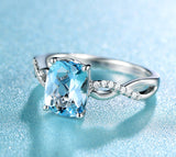 Serenemyst Copper Platinum-Plated Natural Aquamarine Healing Peace Female Ring