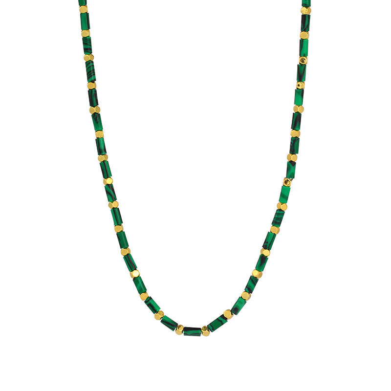 Serenemyst Natural Malachite Copper Gold-Plated Protection Health Necklace