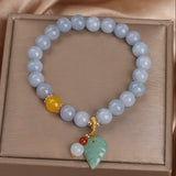 Serenemyst Natural Aquamarine Leaf Jade Pendant Healing Purity Bracelet
