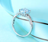 Serenemyst Copper Platinum-Plated Natural Aquamarine Healing Peace Female Ring