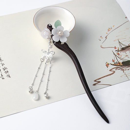 Serenemyst Classical Chinese Style Court Step Shake Plum Blossom Blessing Wood Hairpin