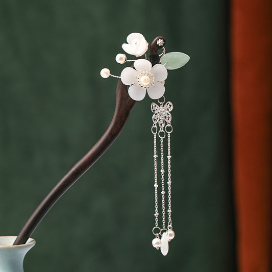 Serenemyst Classical Chinese Style Court Step Shake Plum Blossom Blessing Wood Hairpin