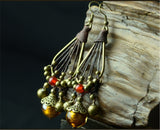 Serenemyst Vintage Glazed Copper Bead Bell Wealth Earrings