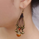 Serenemyst Vintage Glazed Copper Bead Bell Wealth Earrings