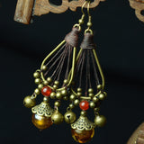 Serenemyst Vintage Glazed Copper Bead Bell Wealth Earrings