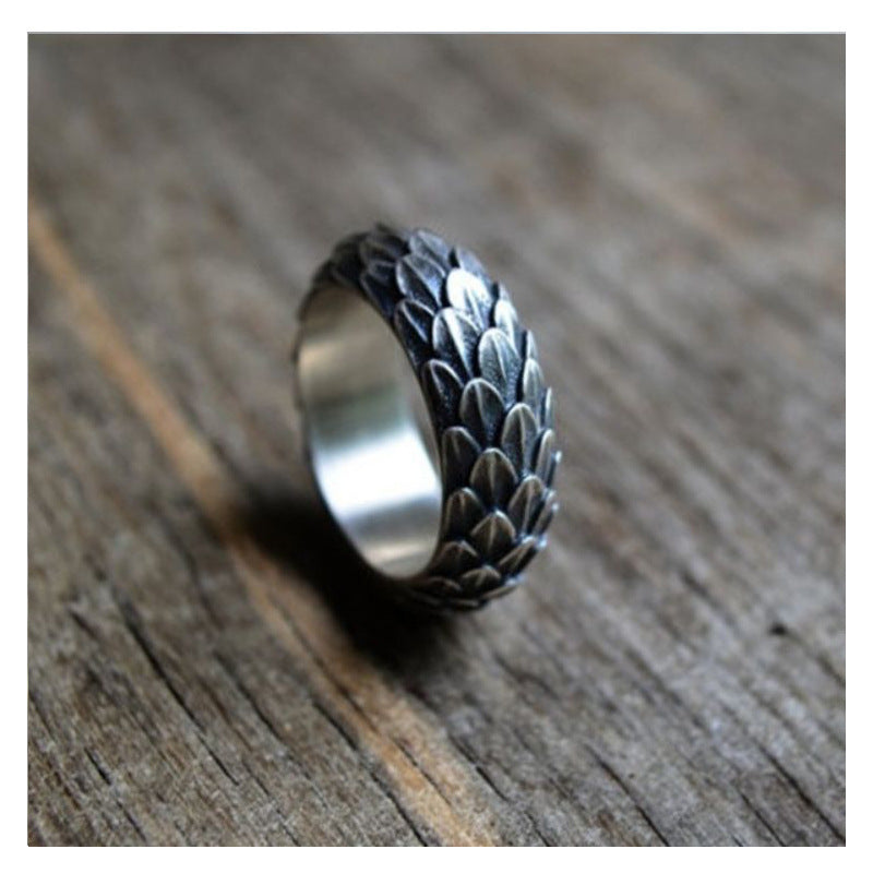 Serenemyst Retro Domineering Dragon Scale Protection Ring