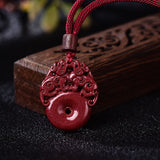Serenemyst Natural Purple Cinnabar Peace Lucky Pixiu Pendant Necklace
